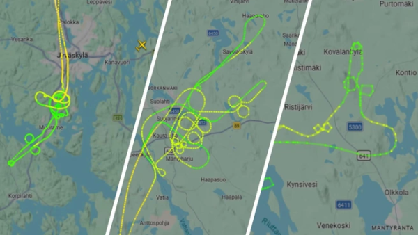 Suomijos pilotai danguje nupiešė neįprastas figūras