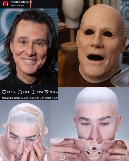 Alexis Stone Jim Carrey César mask provocation.